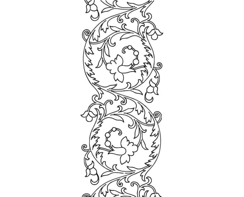 Hand Embroidery Pattern Scroll Design Free DXF File