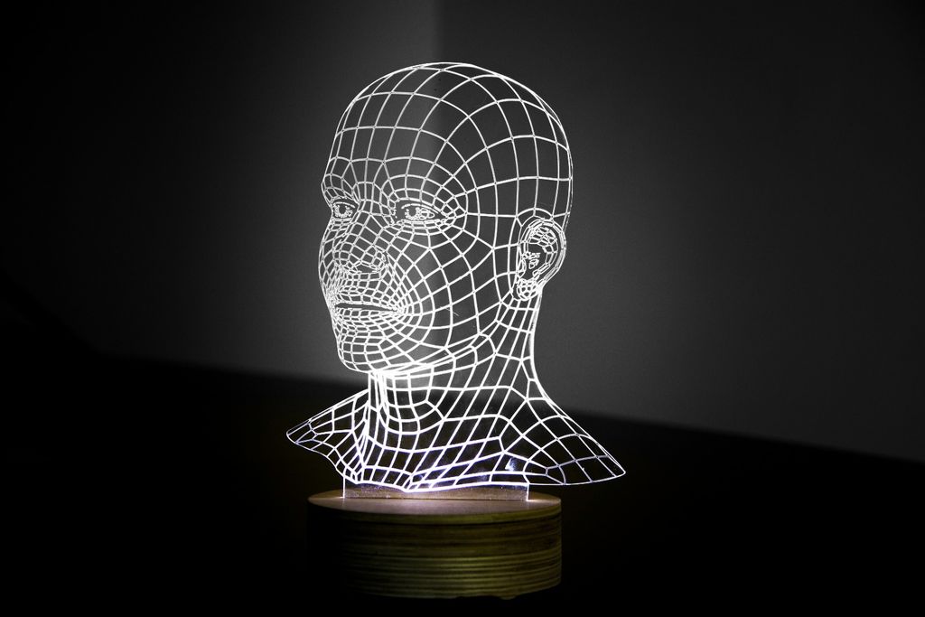 Head 3d Led Night Light Free Vector File