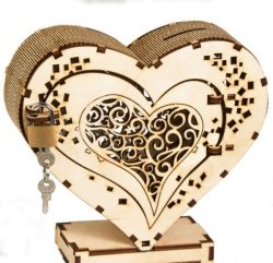 Heart Box With Lock For Laser Cut Cnc Free Vector File