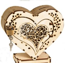 Heart Box With Lock For Laser Cut Cnc Free DXF File