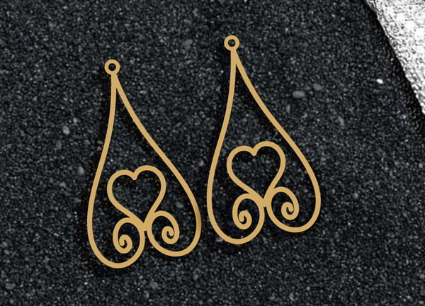 Heart Earring Template Sample Laser Cut Free Vector File