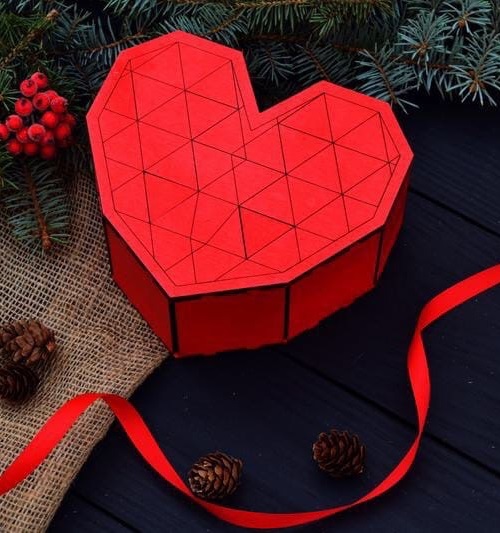 Heart Shape Wooden Gift Box For Laser Cut Free Vector File