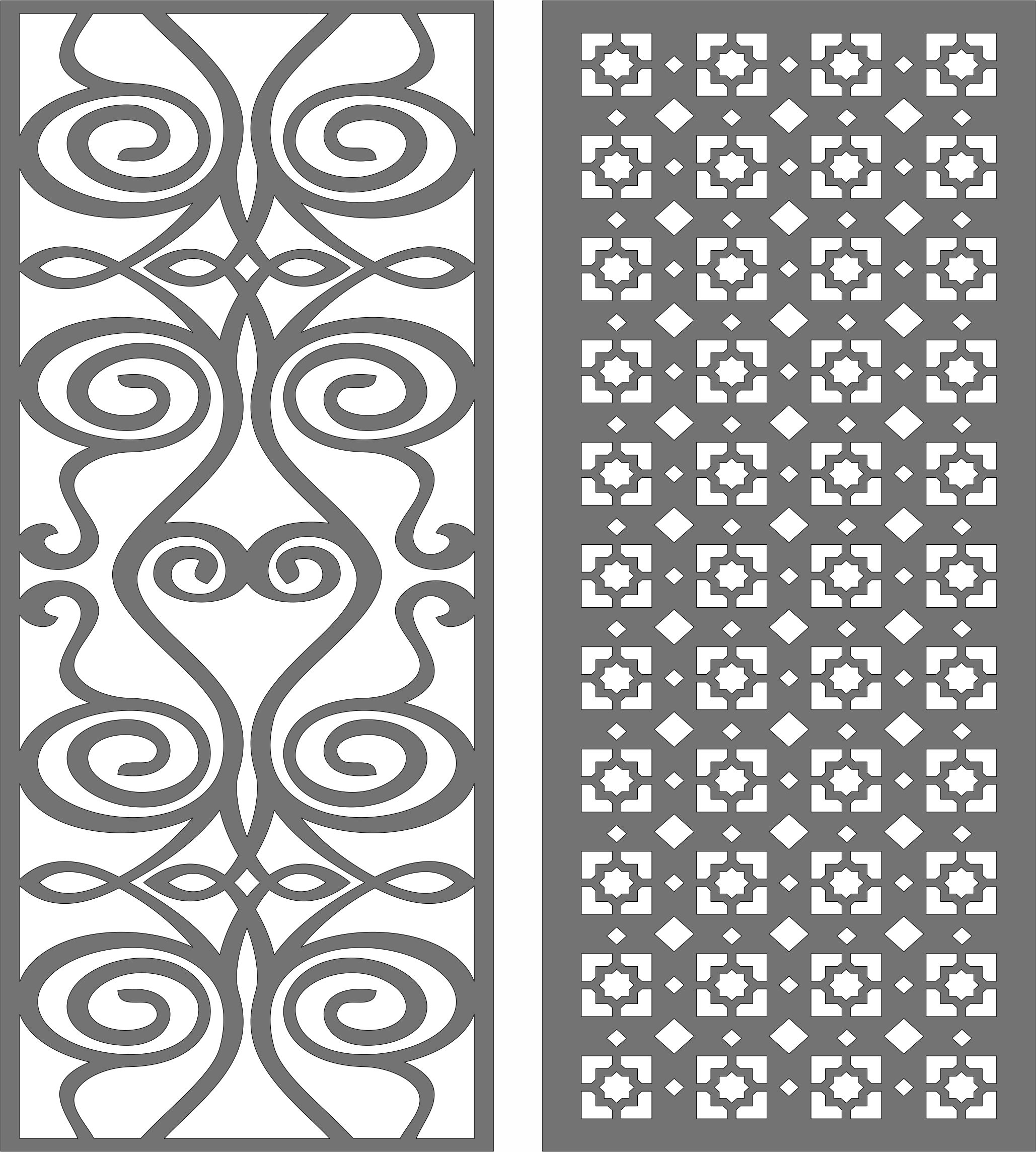 Hook Twist Baffle Window Jali Floral Seamless Panel For Laser Cut Free Vector File