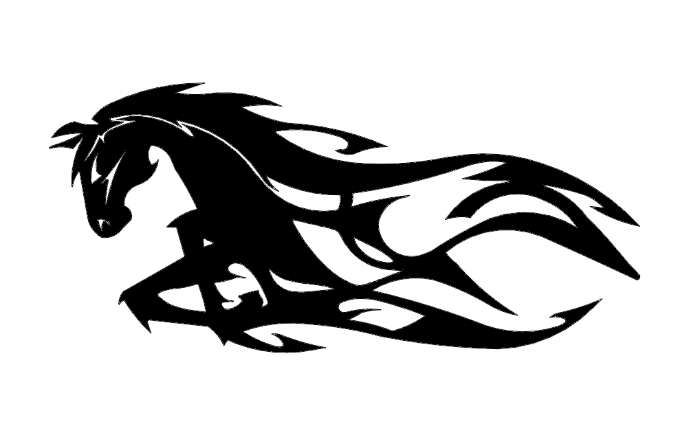 Horse Running Flames Free DXF File