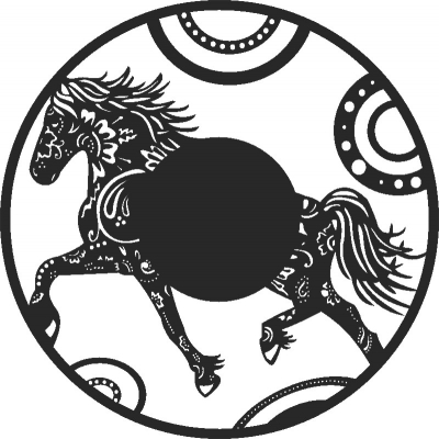 Horse Wall Clock For Laser Cut Free DXF File