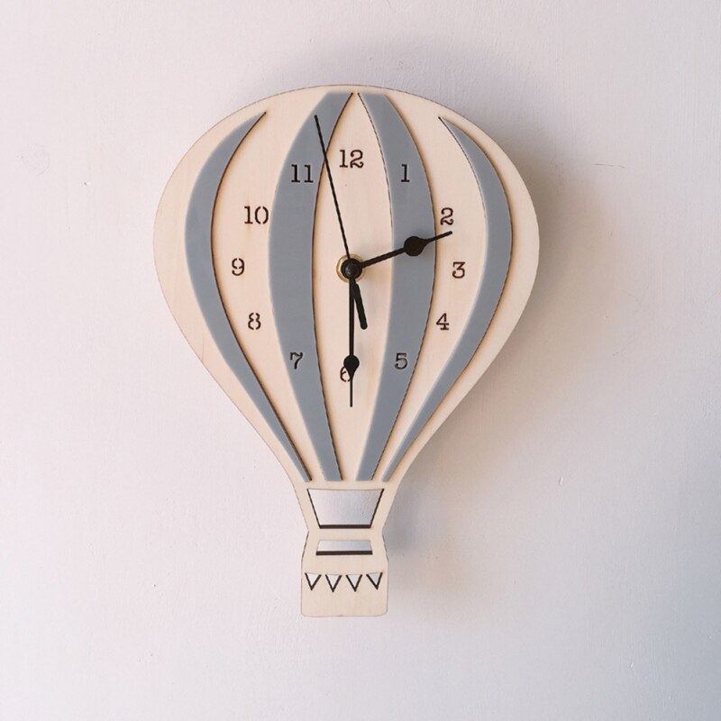 Hot Air Balloon Wall Clock Kids Room Wall Decor For Laser Cutting Free Vector File