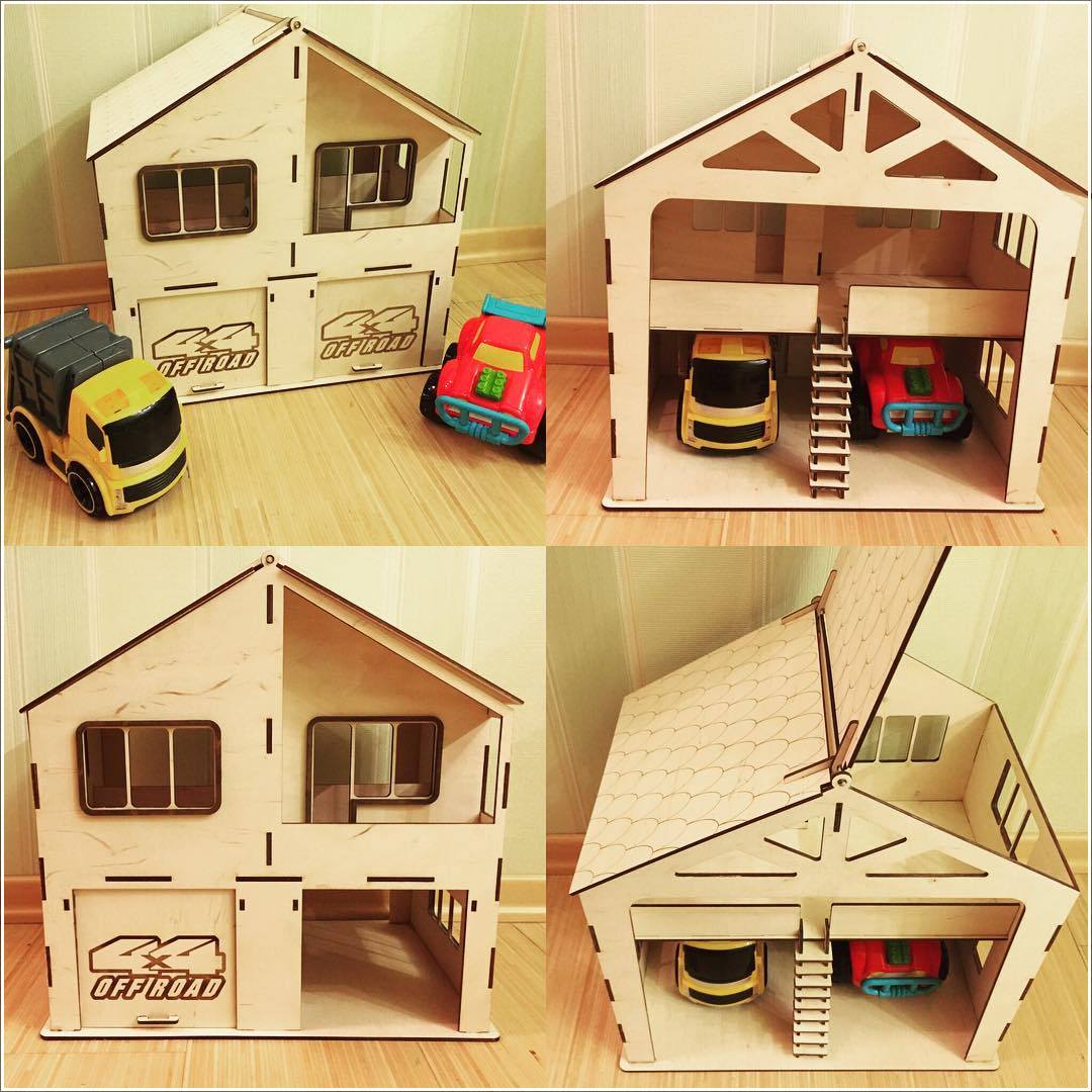 House And Garage For Two Cars For Laser Cut Free Vector File