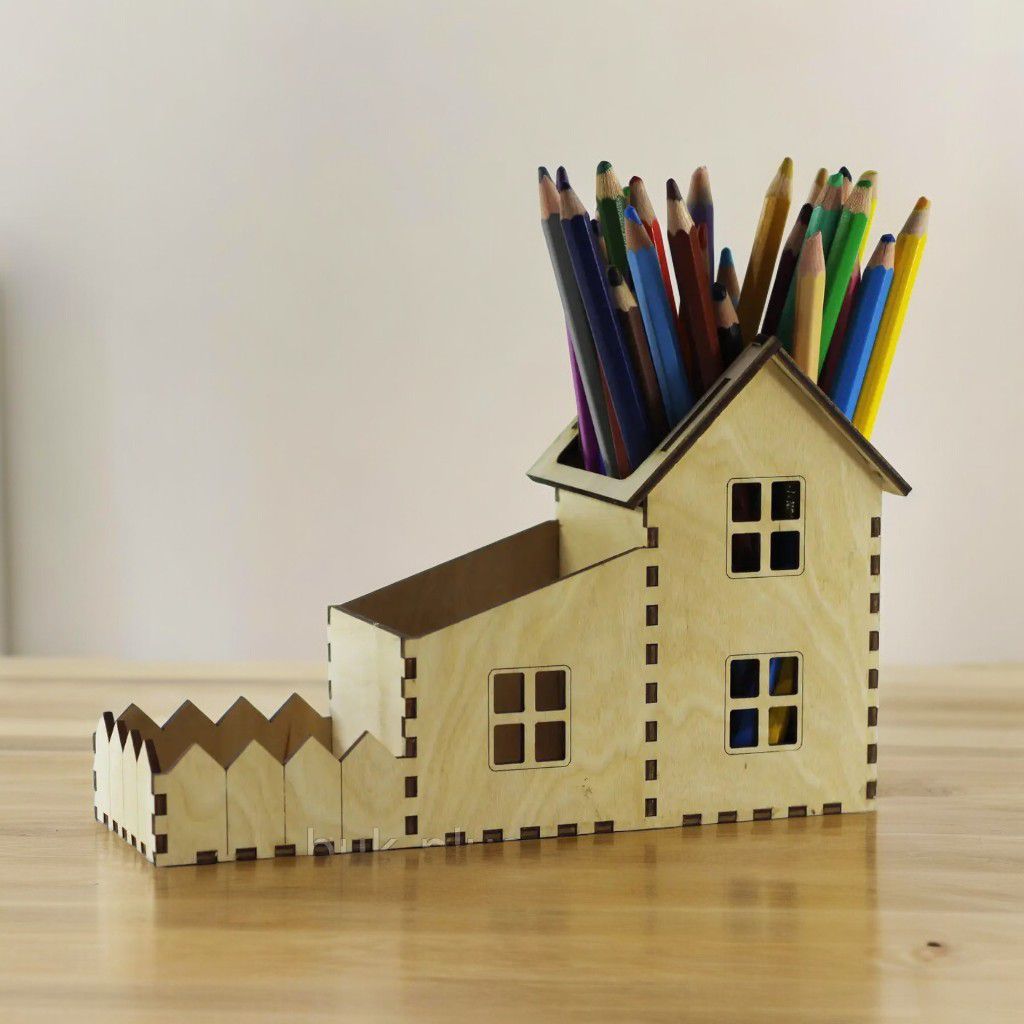 House Stationary Stand Laser Cut Free DXF File