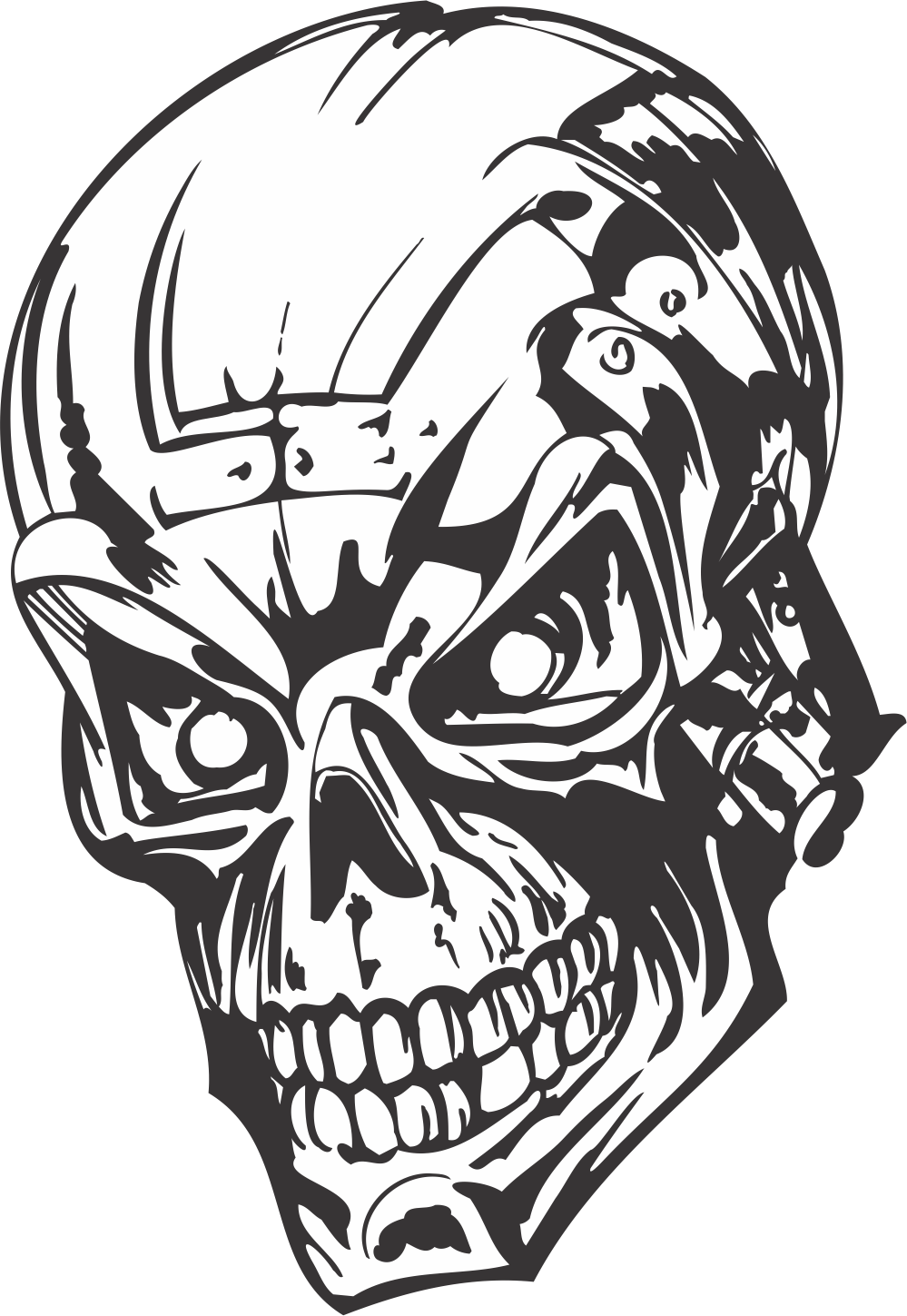 Human Evil Skull Free DXF File
