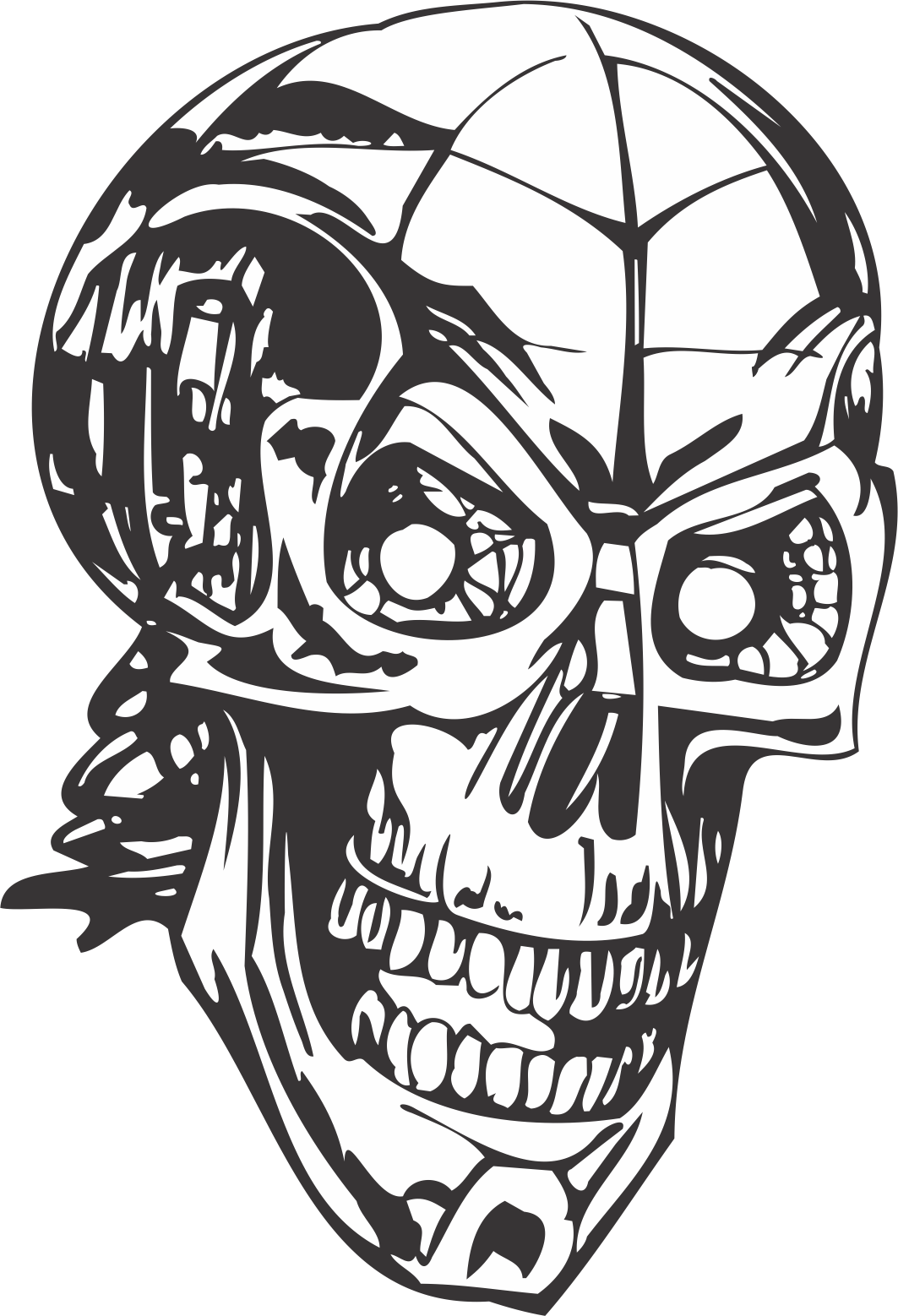 Human Skull Skeleton Free DXF File