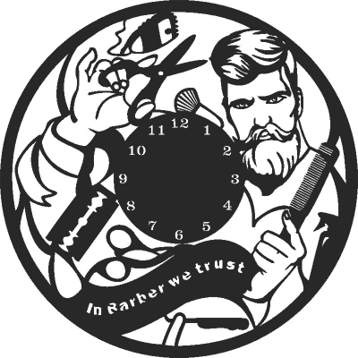 In Barber We Trust Wall Clock Vinyle Free Vector File