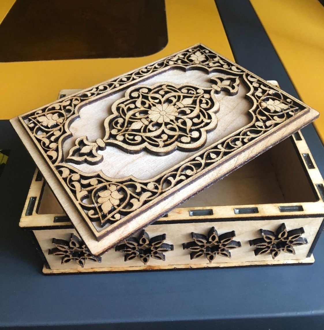 Intricate Wooden Jewellery Box For Women 4mm Laser Cut Free Vector File