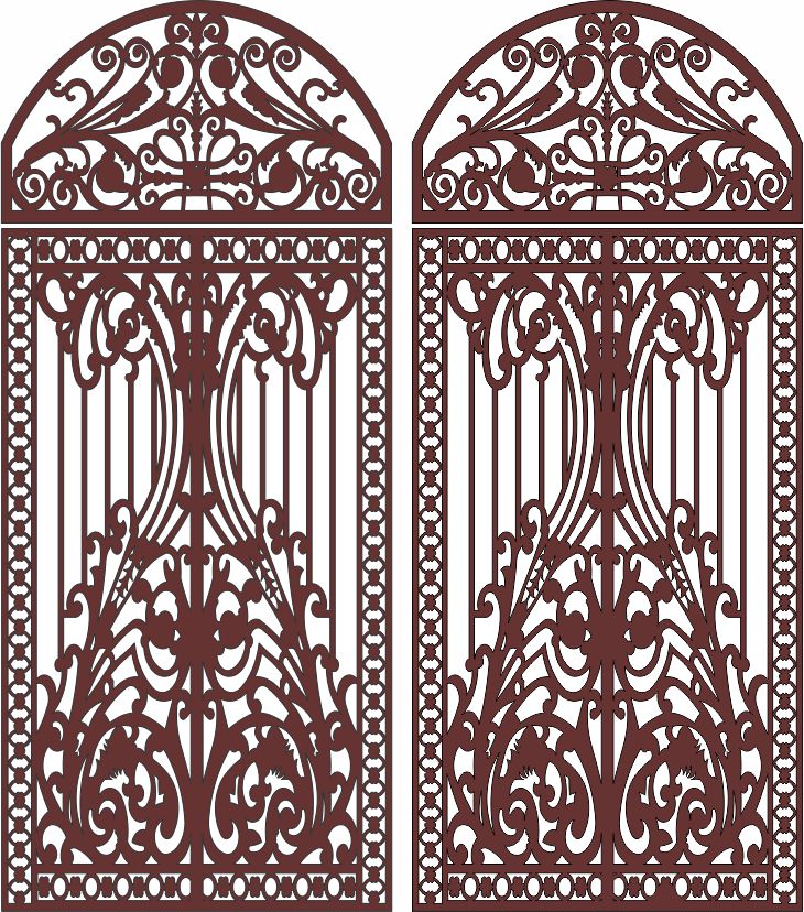 Iron Arches Floral Screen Design For Laser Cut Free Vector File