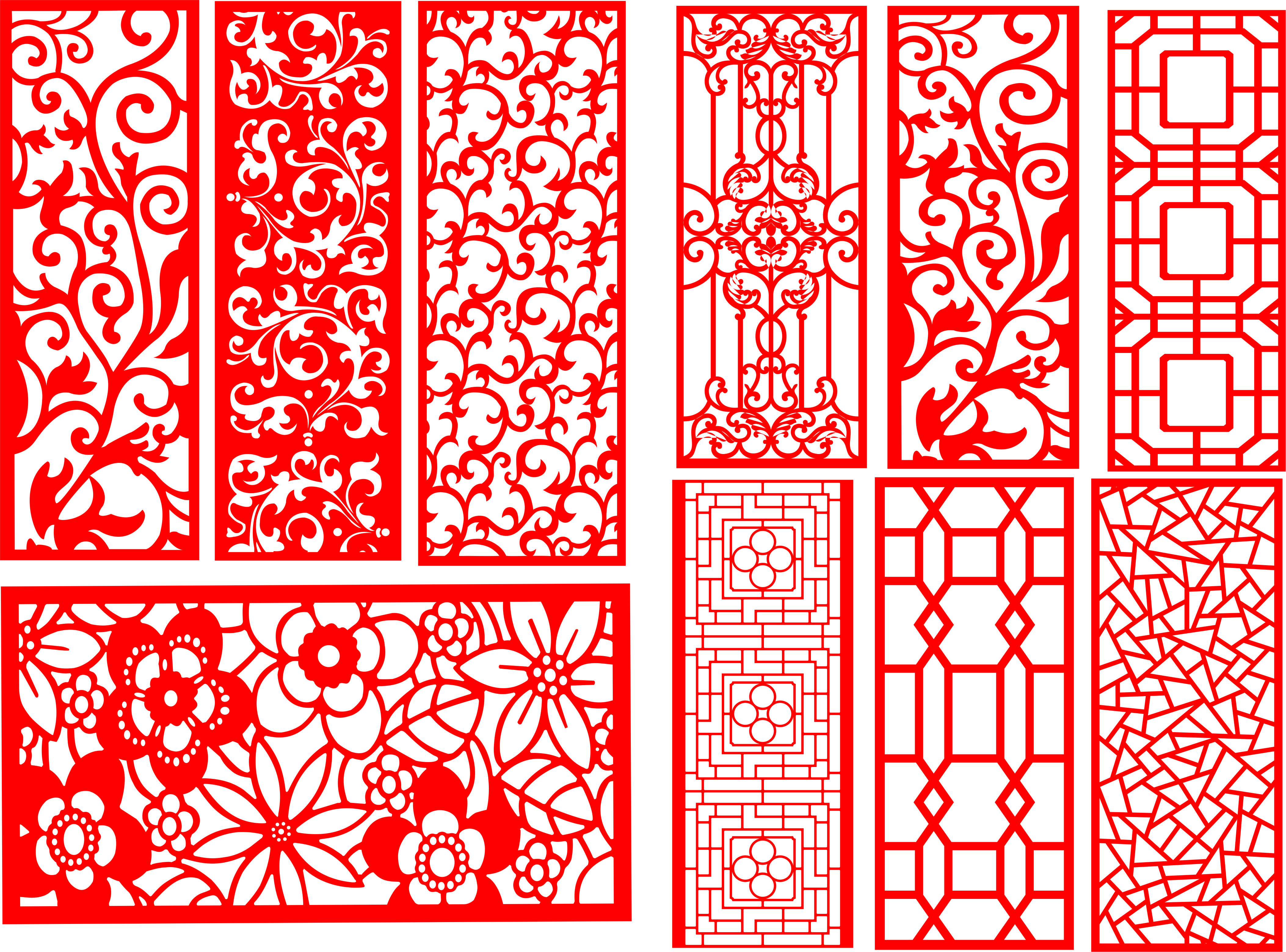 Jali Inspired Screen Panel Design Set Free Vector File