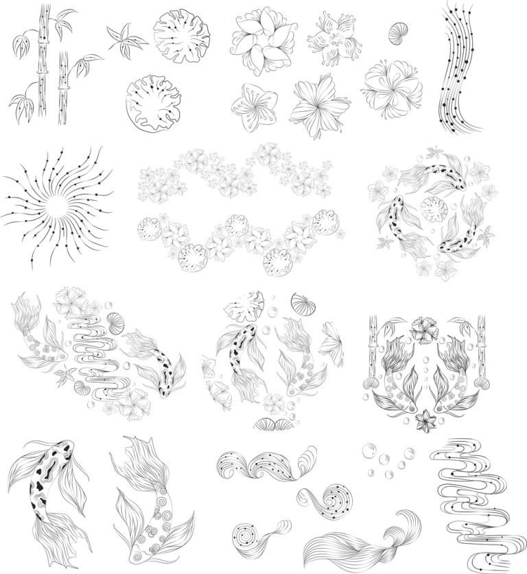 Japan Zenart Set Free Vector File