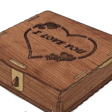 Jewelry Box I Love You Layout For Laser Cut Free DXF File