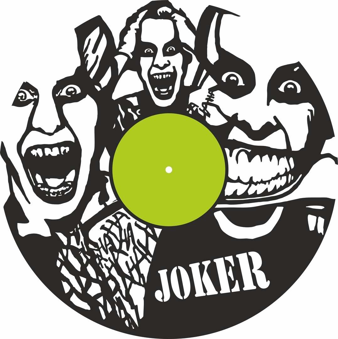 Joker Vinyl Record Wall Clock Laser Cutting Free Vector File