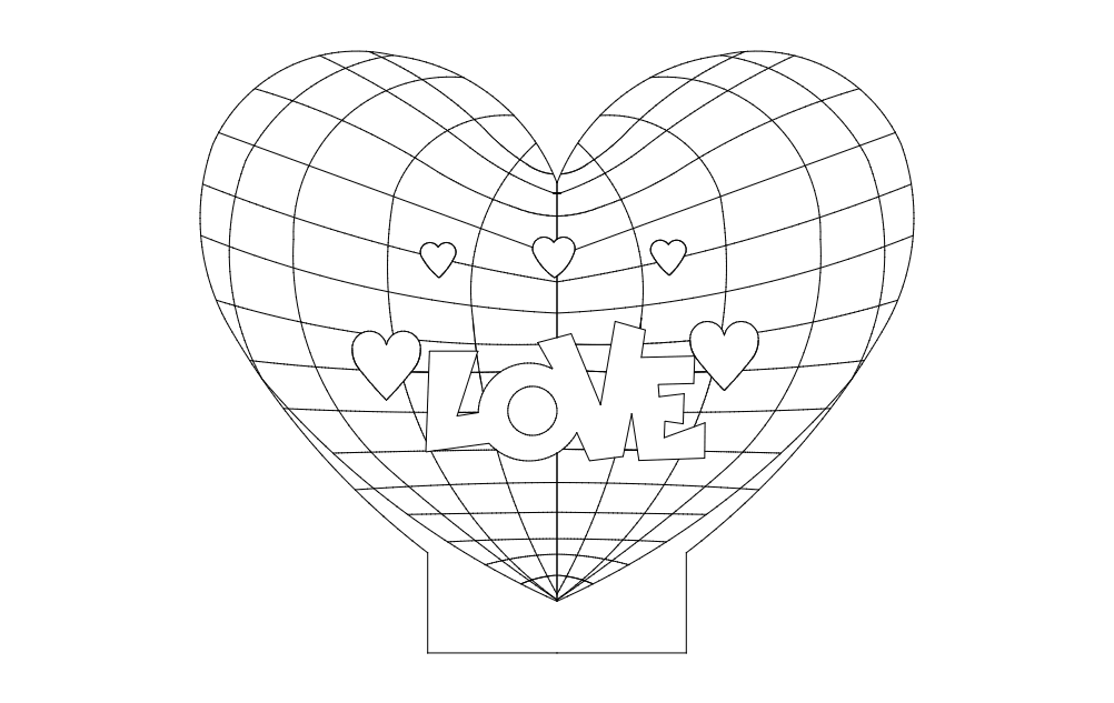 Kalp Lamp Love Heart 3d Illusion Free DXF File