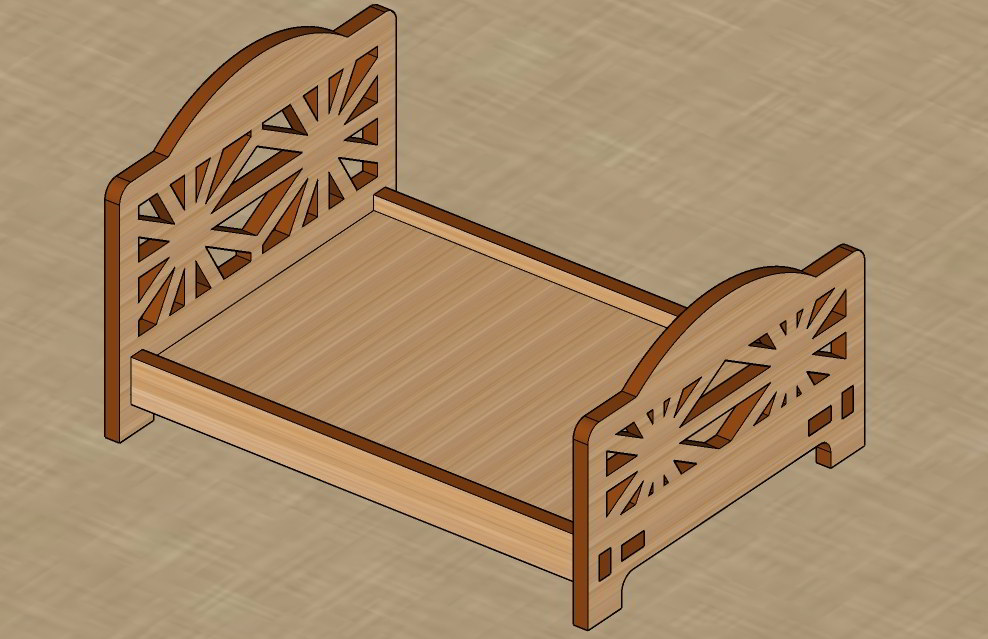 Laser Cut 3d Dollhouse Bed Wooden Miniature Furniture Free Vector File