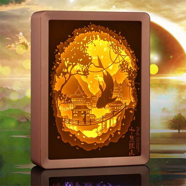Laser Cut 3d Multilayer Carving Lamp Fish Night Light Lamp Free DXF File
