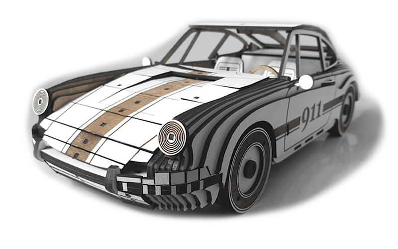 Laser Cut 3d Puzzle Porsche Wooden Car Free Vector File