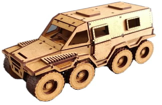 Laser Cut 3d Wooden Puzzle Armored Car Toy Free Vector File