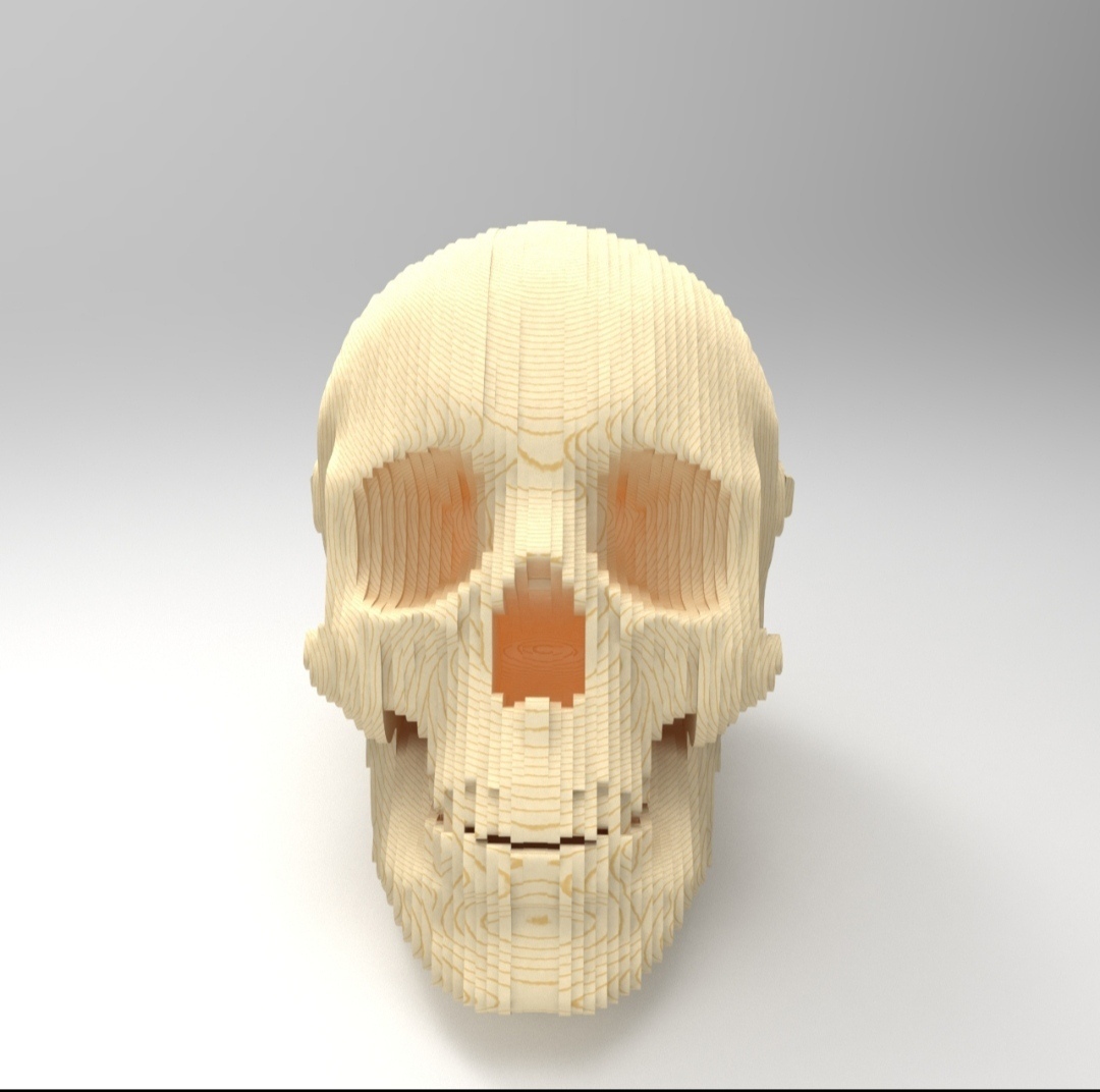 Laser Cut 3d Wooden Skull Free Vector File