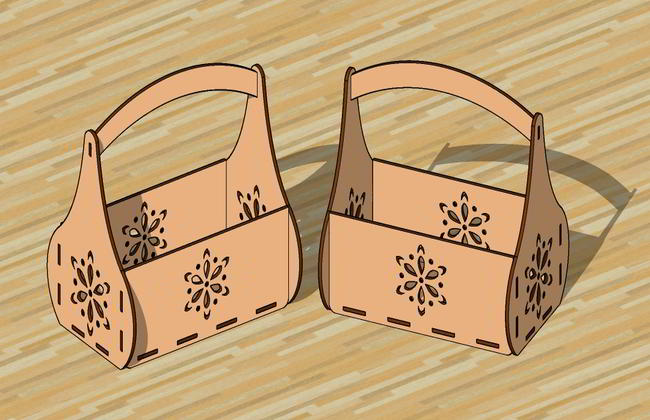 Laser Cut 3mm Floral Basket Rose Box Gift Basket Free Vector File