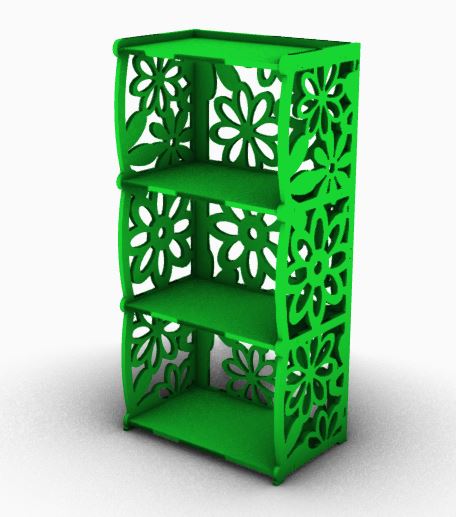 Laser Cut 4 Shelf Bookcase Free Vector File