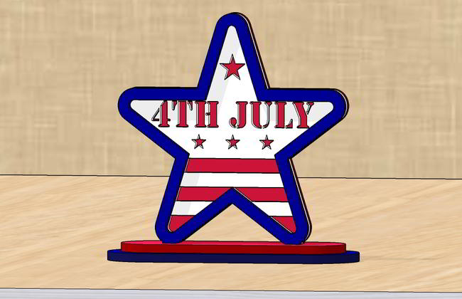 Laser Cut 4th Of July Star Stand Free DXF File