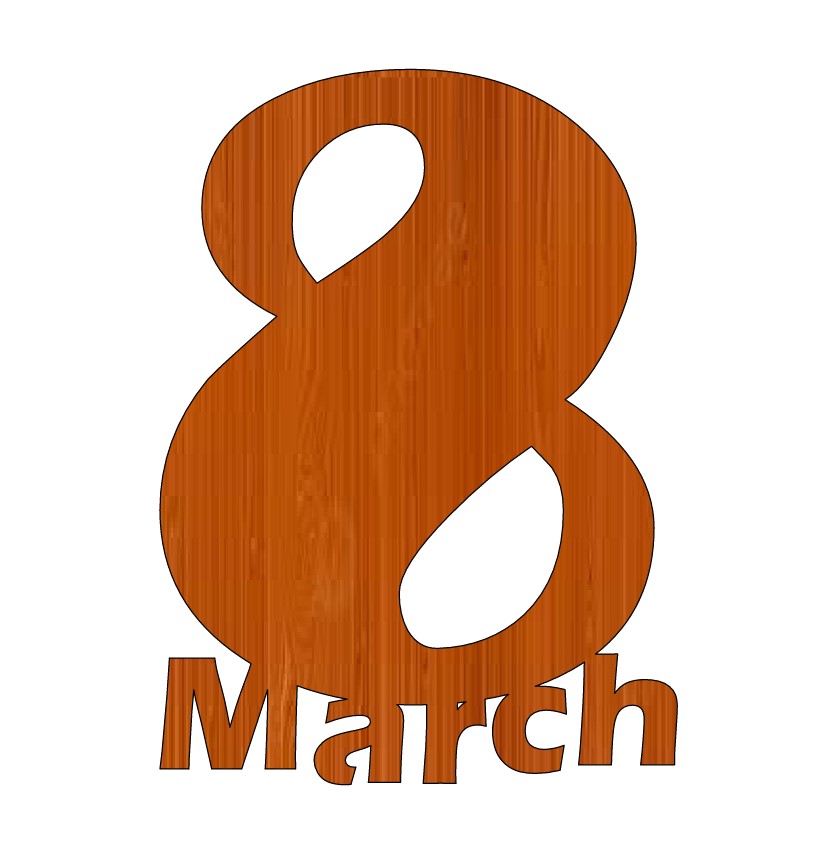 Laser Cut 8 March International Womens Day Wooden Cutout Women Day Free Vector File