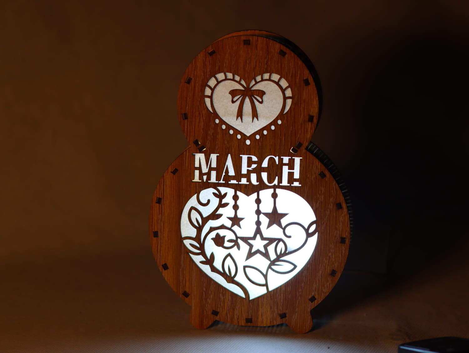 Laser Cut 8 March Lamp Women Day Decor Free Vector File