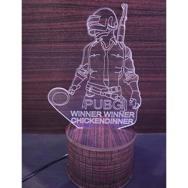 Laser Cut Acrylic 3d Illusion Lamp Pubg Mobile Lamp Free DXF File