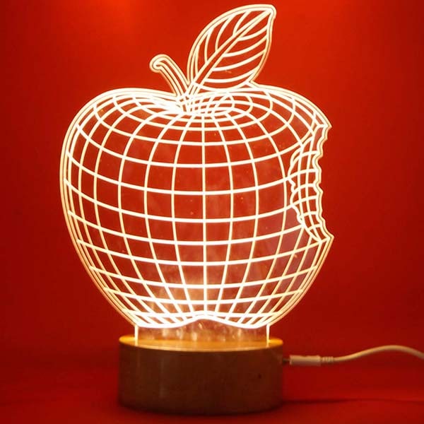 Laser Cut Acrylic Apple 3d Illusion Night Light Lamp Design Free DXF File
