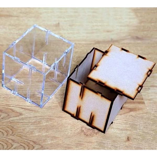 Laser Cut Acrylic Box With Elastic Clips Free DXF File