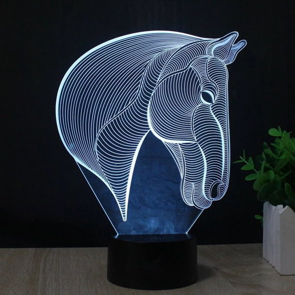 Laser Cut Acrylic Horse Head 3d Illusion Table Lamp Free Vector File