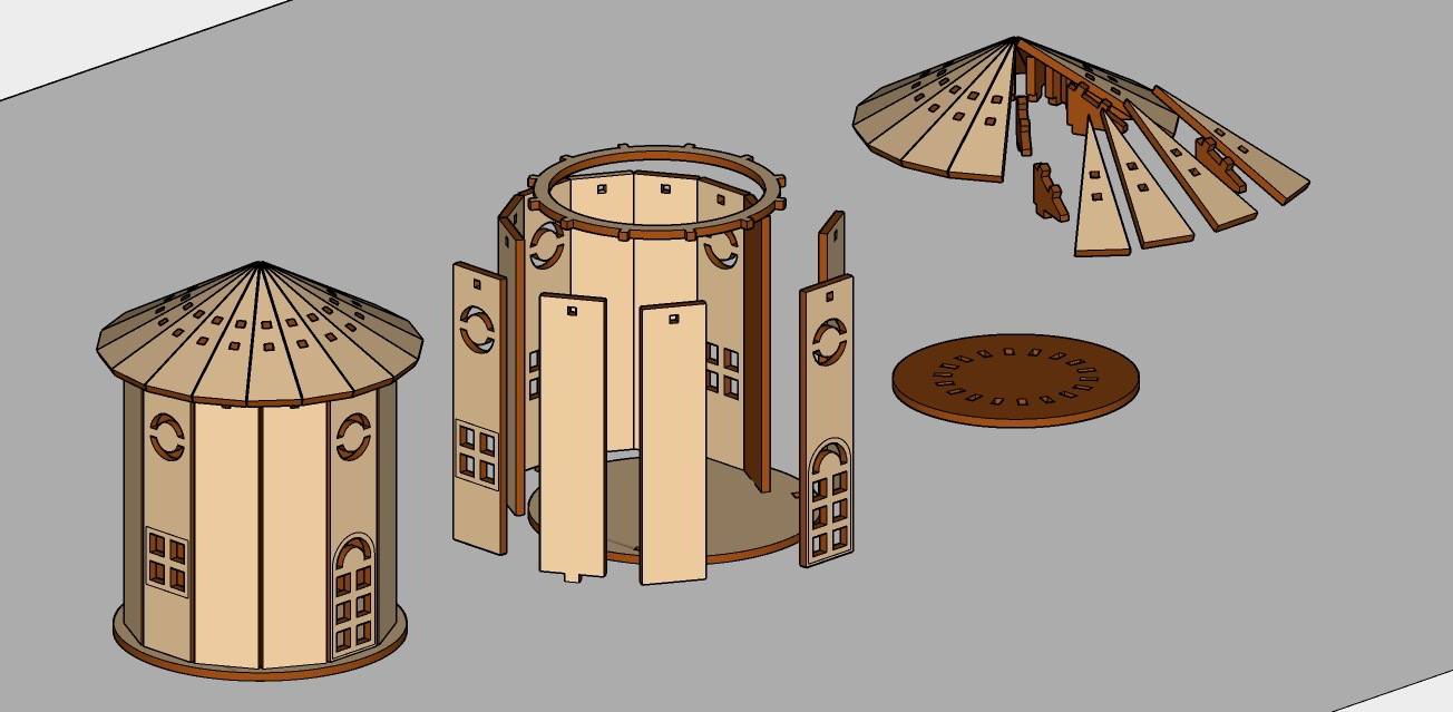 Laser Cut African Cottage House Christmas Night Light Lamp Tealight Holder Gift 3mm Free Vector File