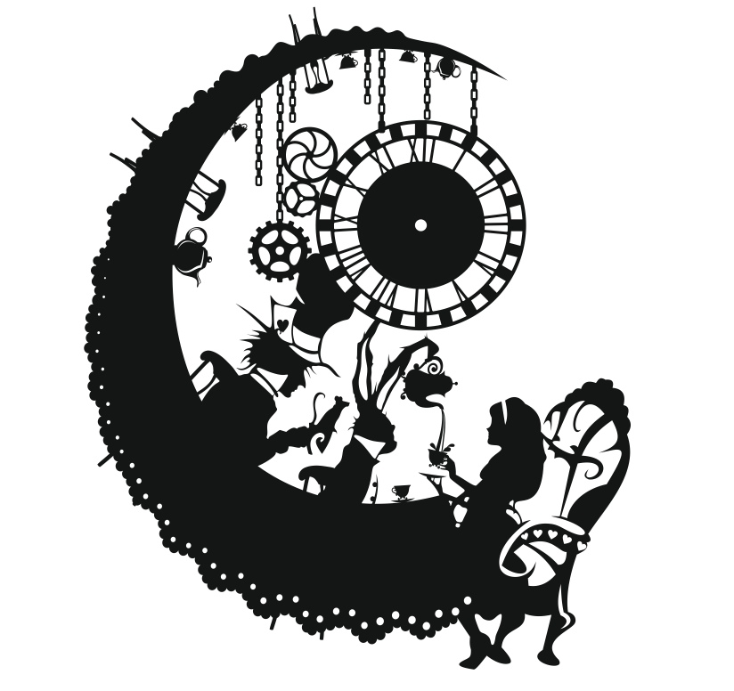 Laser Cut Alice In Wonderland Wall Clock Free Vector File