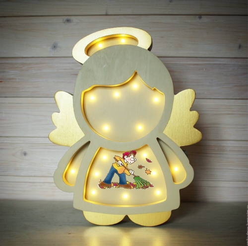 Laser Cut Angel Kids Room Night Light Lamp 5mm Free Vector File