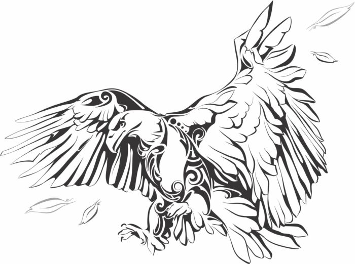 Laser Cut Animal Eagle Line Art Free DXF File