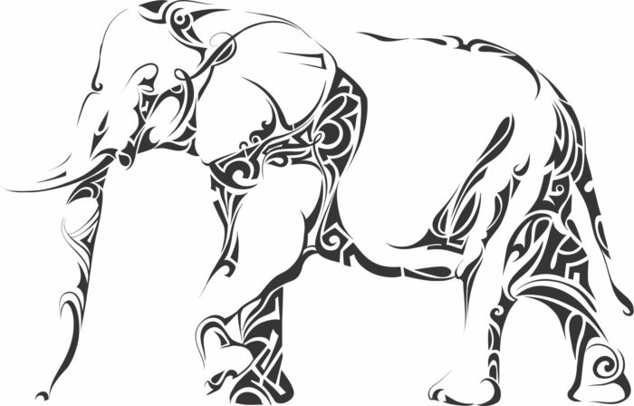 Laser Cut Animal Elephant Line Art Free DXF File