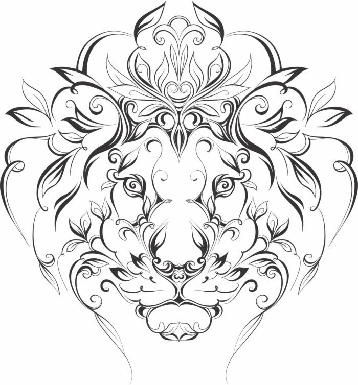 Laser Cut Animal Lion Line Art Free DXF File