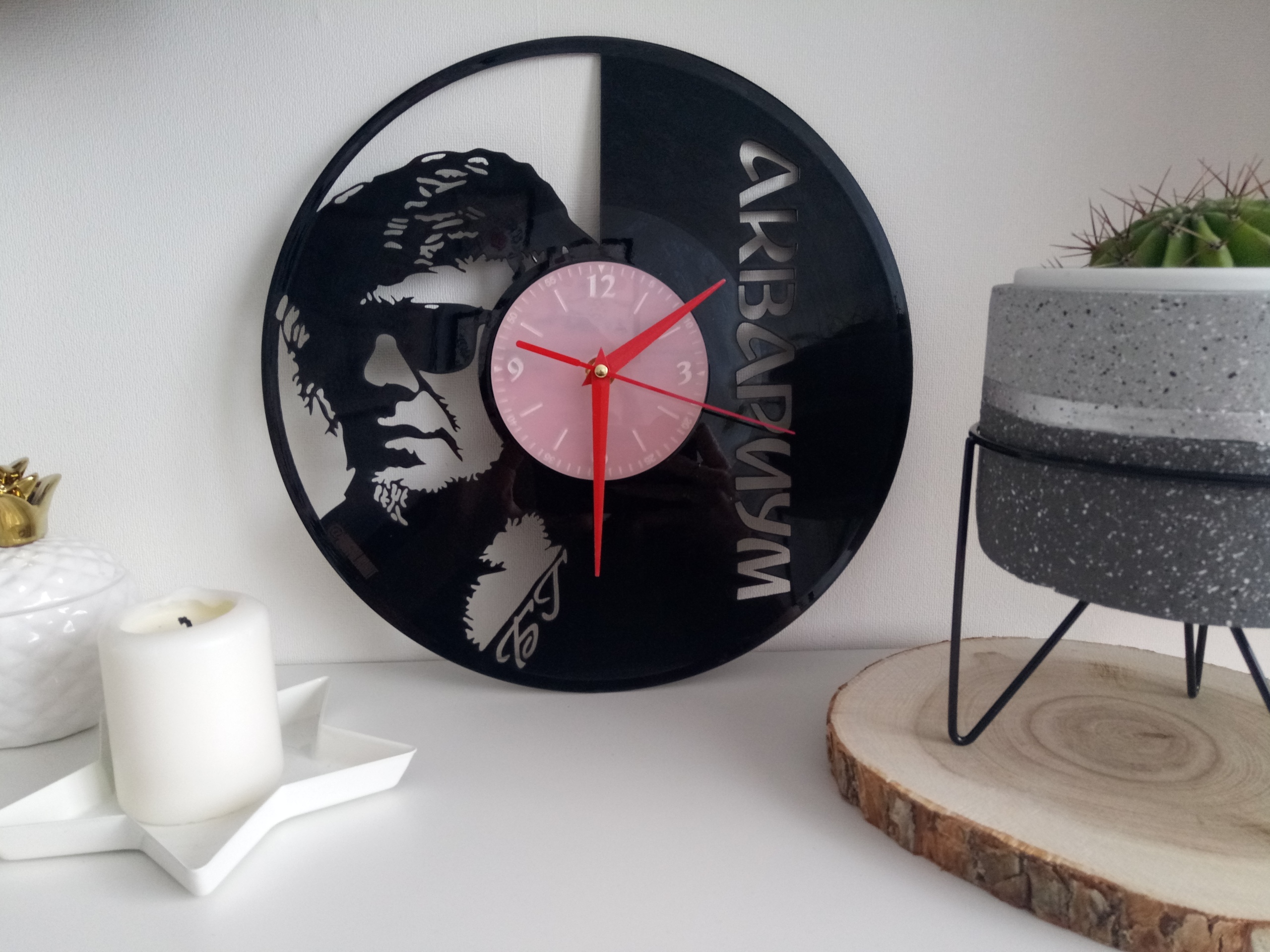 Laser Cut Aquarium Russian Rock Band Vinyl Record Wall Clock Free Vector File