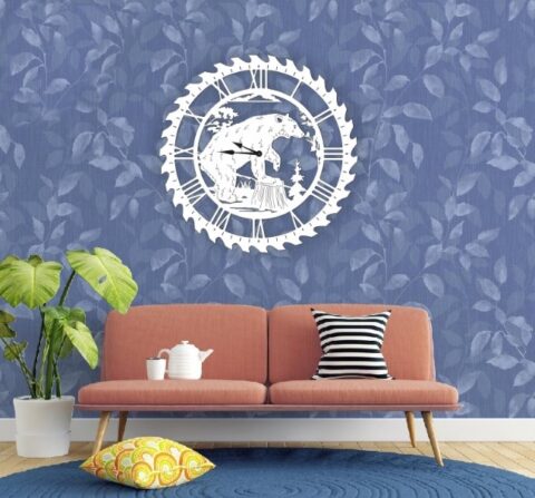 Laser Cut Bear Wall Clock Wall Decor Free Vector File