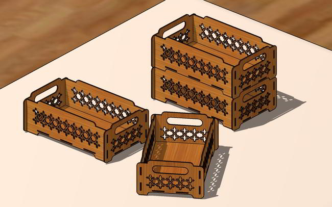 Laser Cut Beautiful Stackable Box Storage Basket Free Vector File