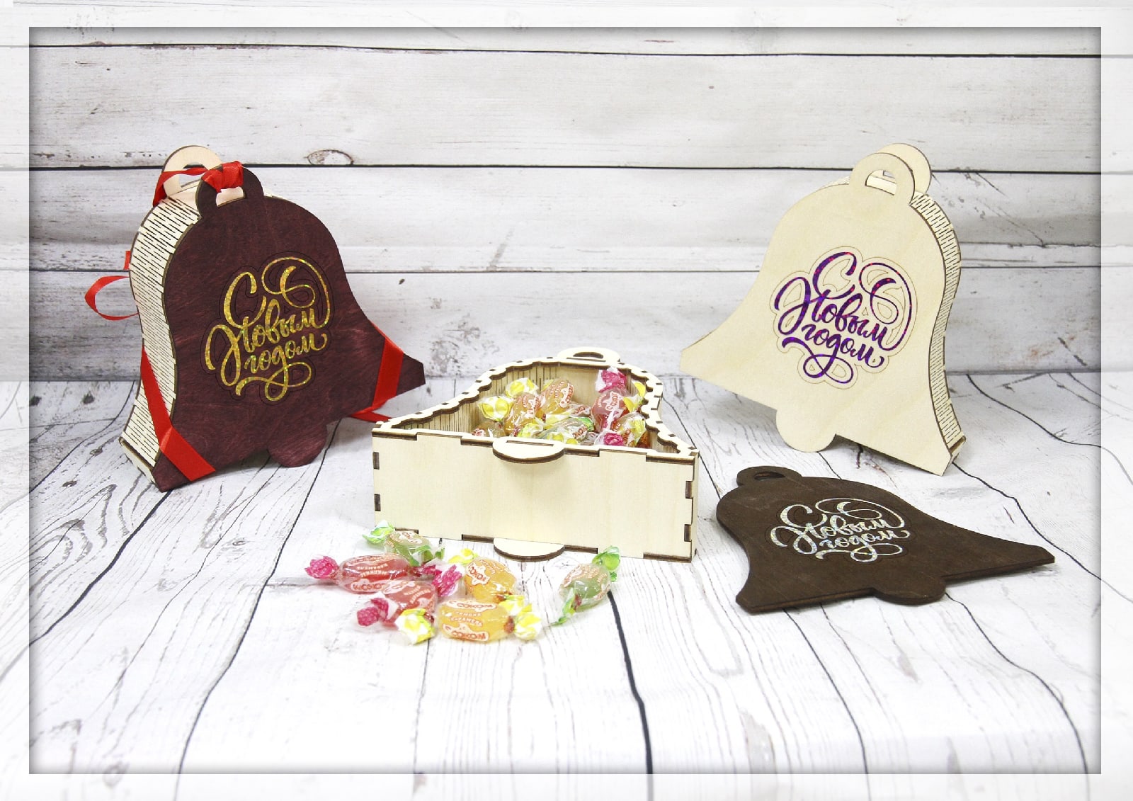 Laser Cut Bell Shaped Gift Box Wooden Candy Box Free Vector File
