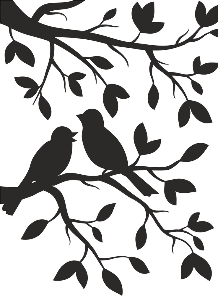 Laser Cut Birds Stencil Free Vector File