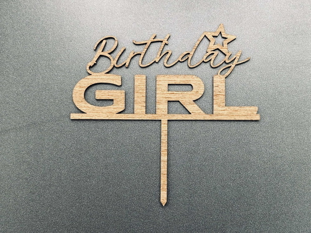 Laser Cut Birthday Girl Cake Topper Free Vector File