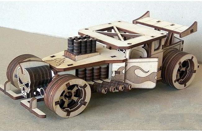 Laser Cut Bones Shaker 3d Puzzle Model Toy Car Free Vector File