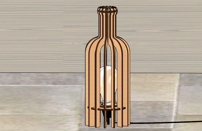 Laser Cut Bottle Shaped Table Lamp Free Vector File